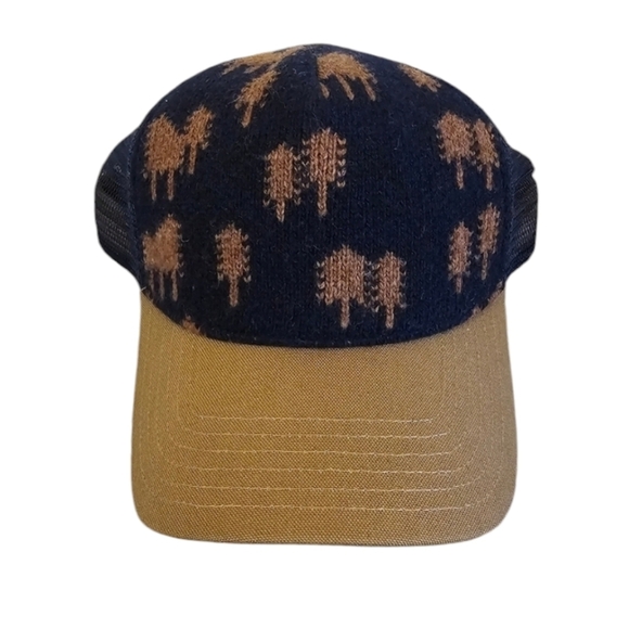 NWOT Toad&Co Lambswool Blend Snap Back Tree Treeline Print Outdoors Camel Color - Picture 1 of 6
